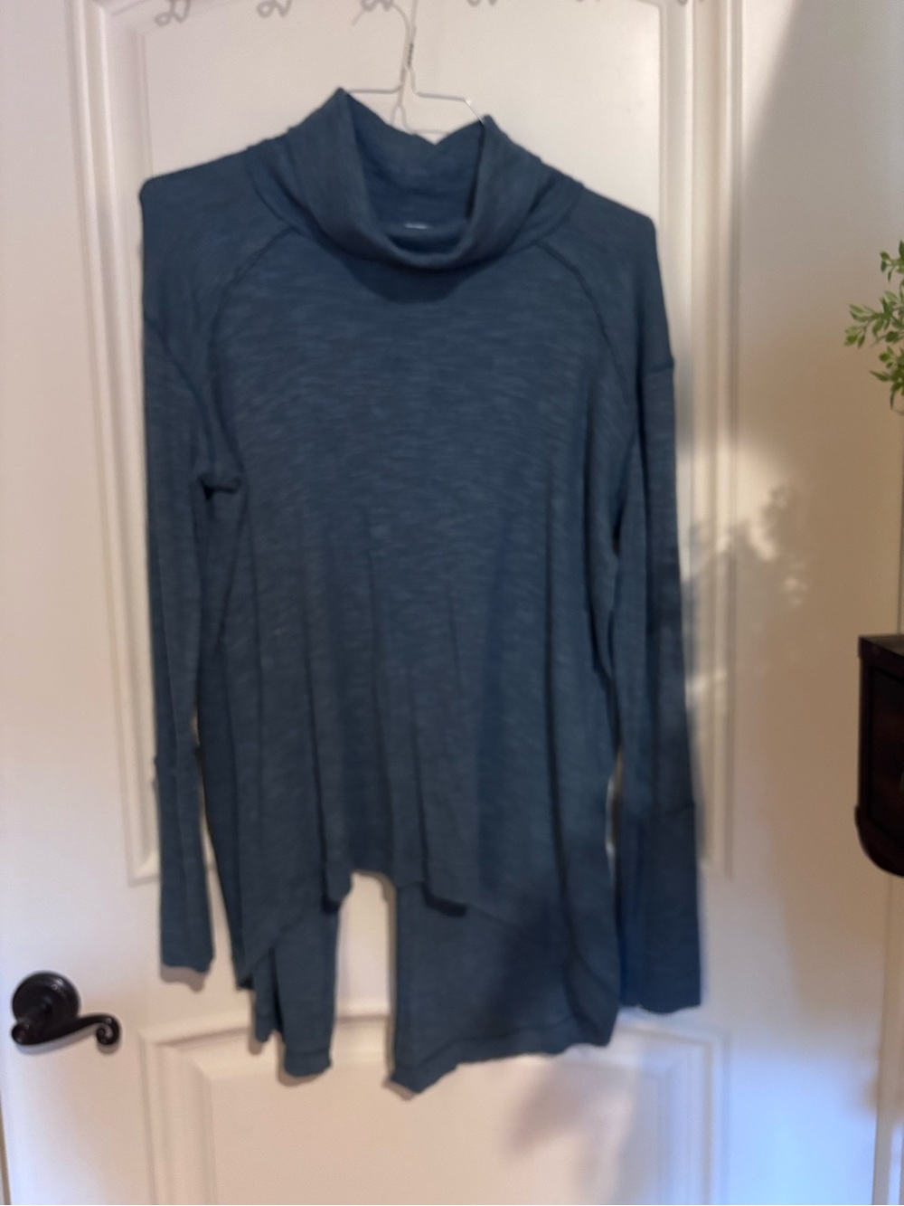 We The Free Slate Blue Cowl-Neck Long Sleeve Sweater